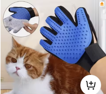 5-in-1 Pet Grooming Massage Glove with silicone bristles